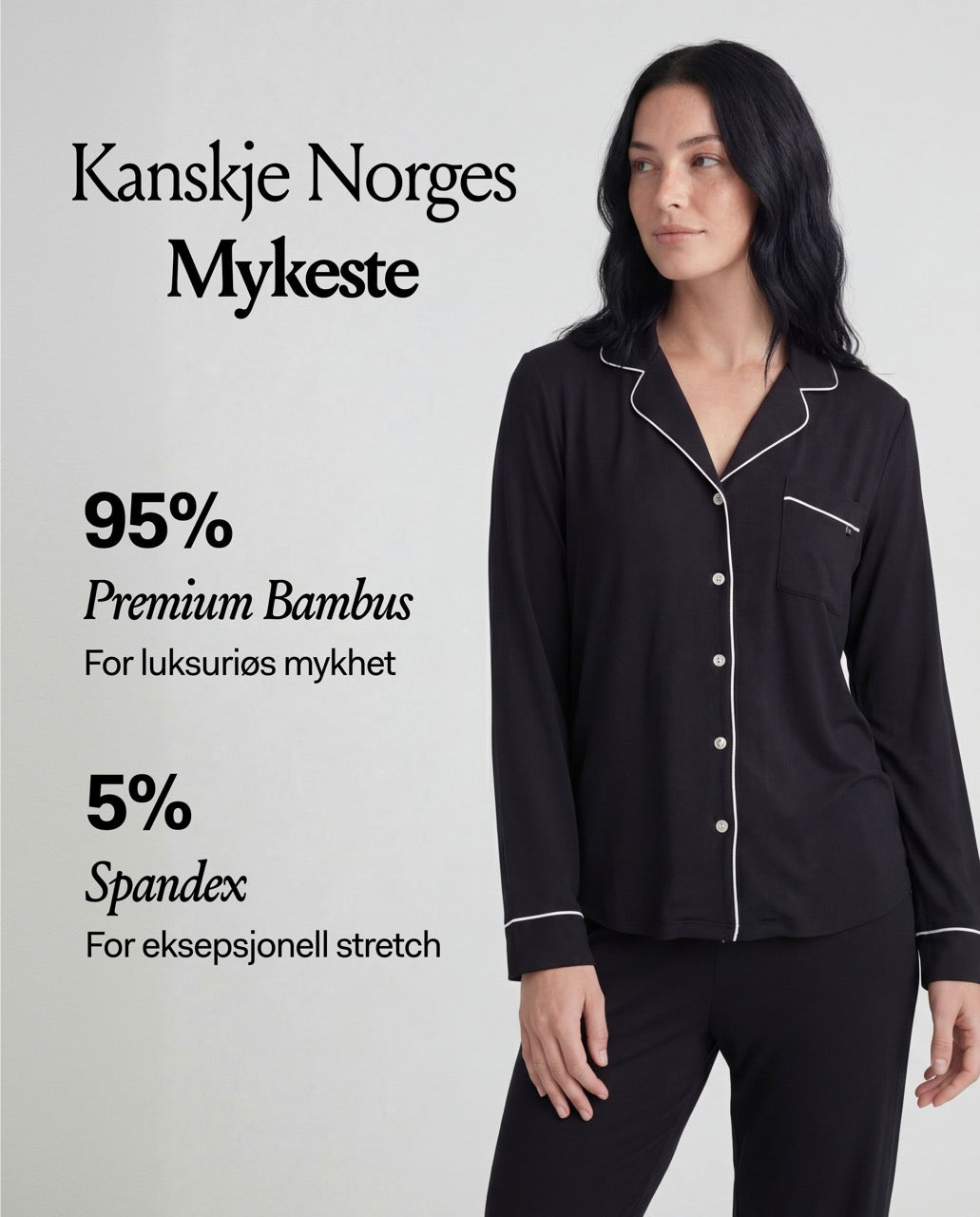 Svart Bambus Pysjamas